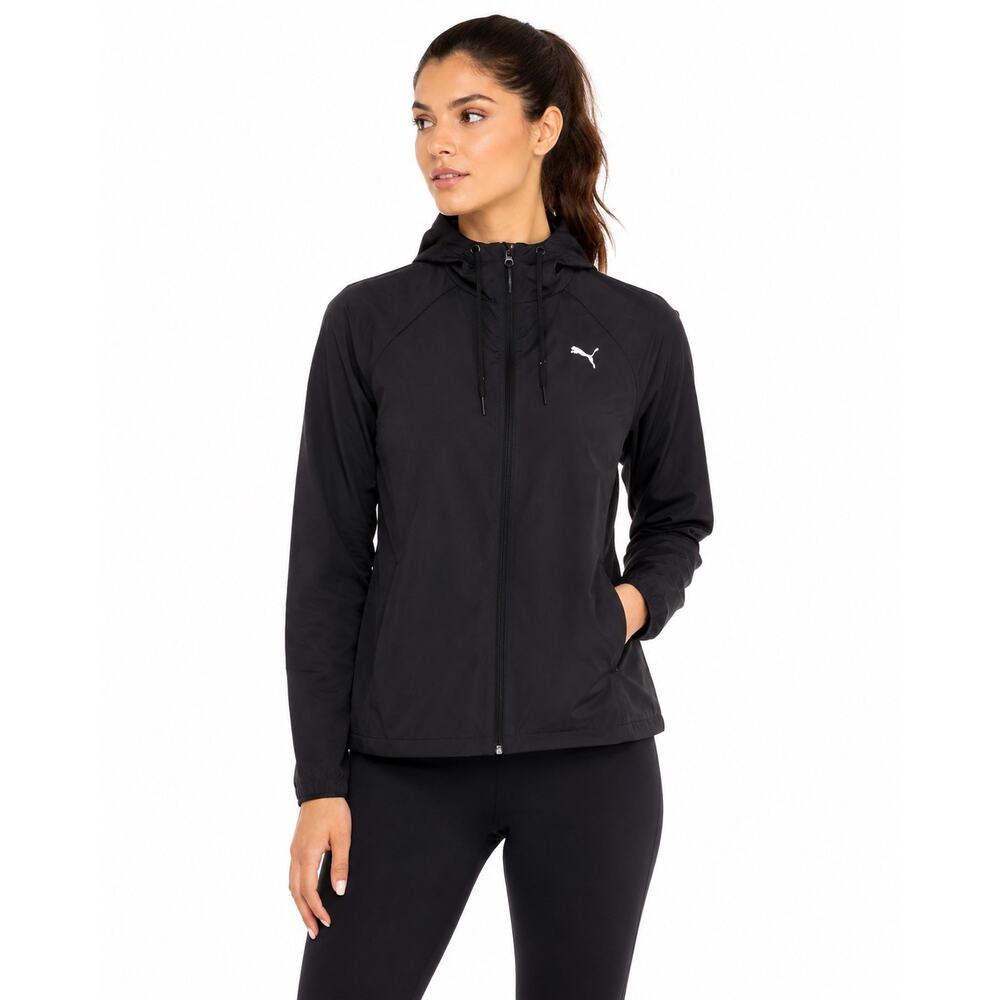 Puma Black Full-Zip Windbreaker Jacket size Large Nwt